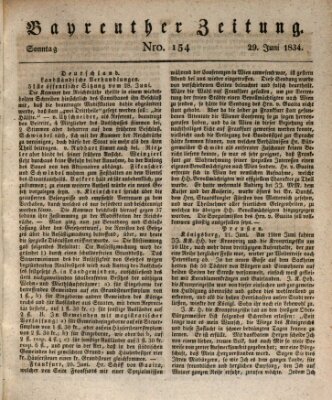 Bayreuther Zeitung Sonntag 29. Juni 1834