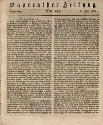 Bayreuther Zeitung Donnerstag 31. Juli 1834