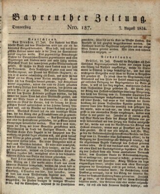 Bayreuther Zeitung Donnerstag 7. August 1834