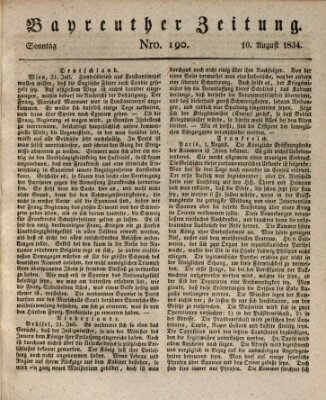 Bayreuther Zeitung Sonntag 10. August 1834