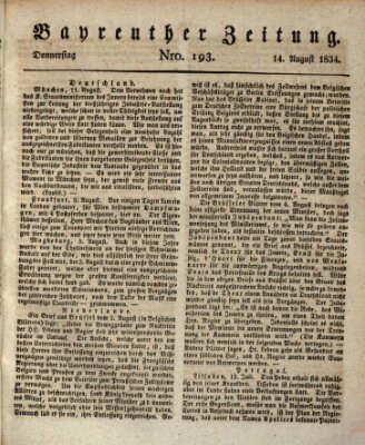 Bayreuther Zeitung Donnerstag 14. August 1834