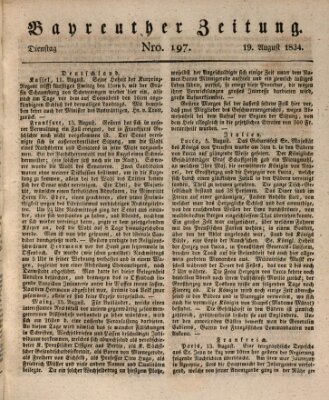 Bayreuther Zeitung Dienstag 19. August 1834