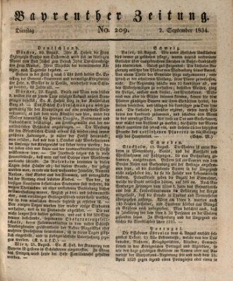 Bayreuther Zeitung Dienstag 2. September 1834