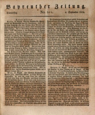 Bayreuther Zeitung Donnerstag 4. September 1834