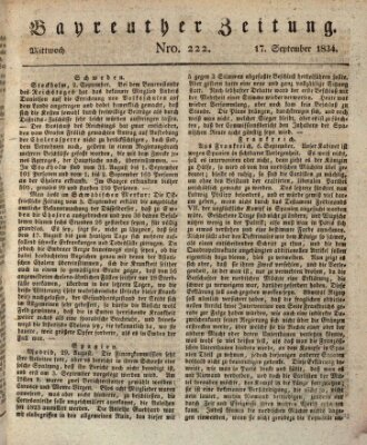 Bayreuther Zeitung Mittwoch 17. September 1834