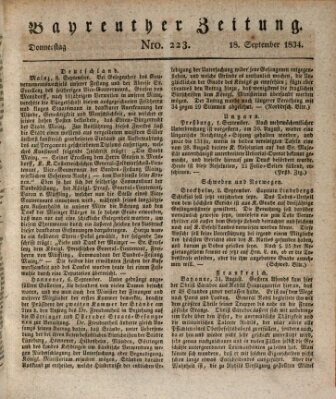 Bayreuther Zeitung Donnerstag 18. September 1834