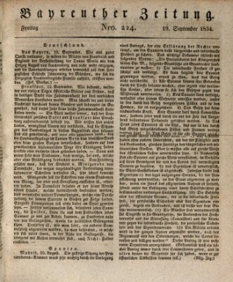 Bayreuther Zeitung Freitag 19. September 1834