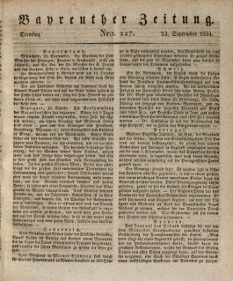 Bayreuther Zeitung Dienstag 23. September 1834