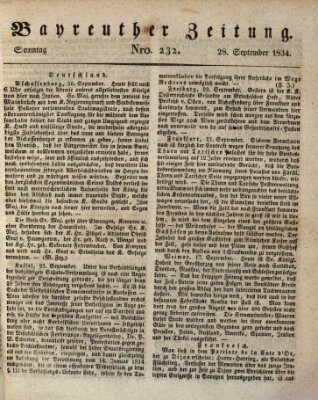 Bayreuther Zeitung Sonntag 28. September 1834