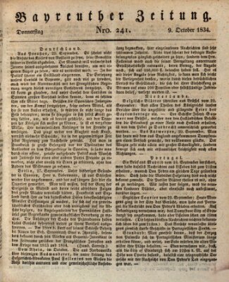 Bayreuther Zeitung Donnerstag 9. Oktober 1834