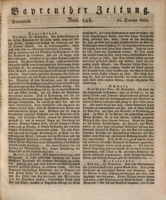 Bayreuther Zeitung Samstag 11. Oktober 1834