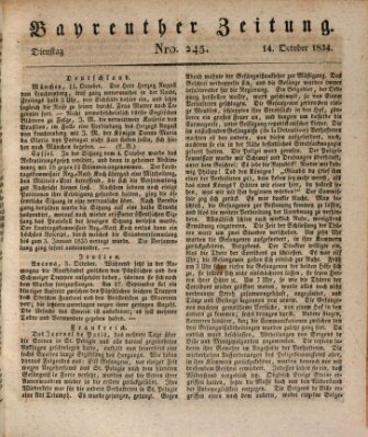 Bayreuther Zeitung Dienstag 14. Oktober 1834