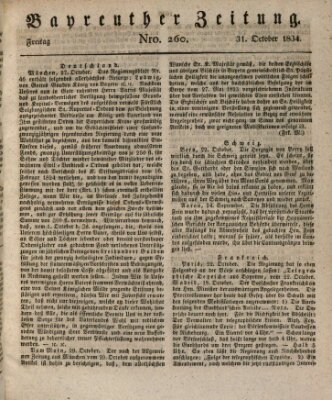 Bayreuther Zeitung Freitag 31. Oktober 1834