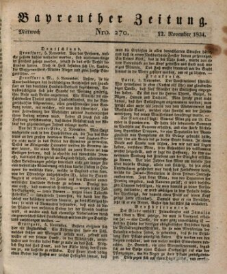 Bayreuther Zeitung Mittwoch 12. November 1834