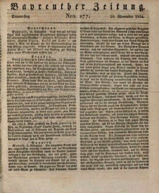 Bayreuther Zeitung Donnerstag 20. November 1834