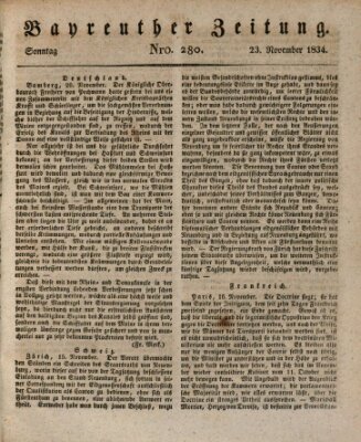 Bayreuther Zeitung Sonntag 23. November 1834