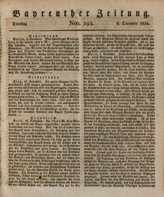 Bayreuther Zeitung Dienstag 9. Dezember 1834