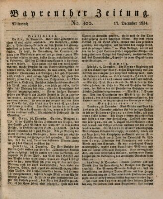 Bayreuther Zeitung Mittwoch 17. Dezember 1834