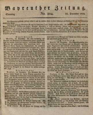 Bayreuther Zeitung Sonntag 21. Dezember 1834