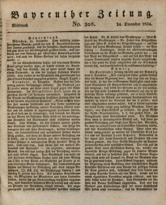 Bayreuther Zeitung Mittwoch 24. Dezember 1834