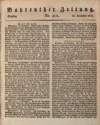 Bayreuther Zeitung Dienstag 30. Dezember 1834