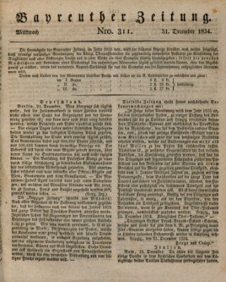 Bayreuther Zeitung Mittwoch 31. Dezember 1834