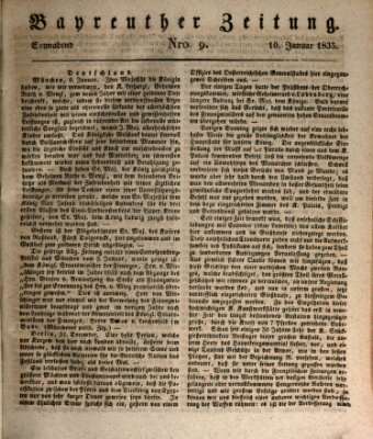 Bayreuther Zeitung Samstag 10. Januar 1835