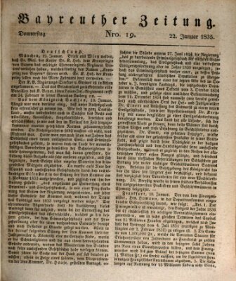 Bayreuther Zeitung Donnerstag 22. Januar 1835