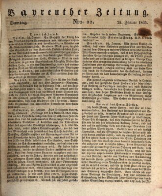 Bayreuther Zeitung Sonntag 25. Januar 1835