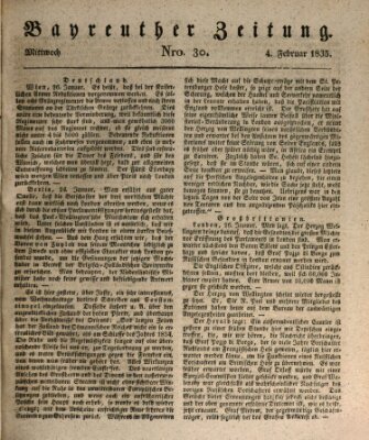 Bayreuther Zeitung Mittwoch 4. Februar 1835