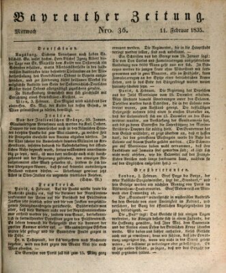 Bayreuther Zeitung Mittwoch 11. Februar 1835