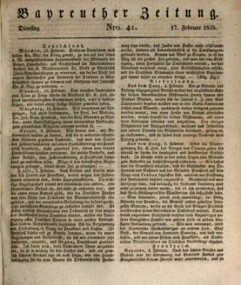 Bayreuther Zeitung Dienstag 17. Februar 1835