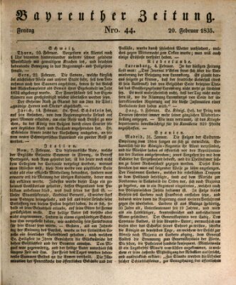 Bayreuther Zeitung Freitag 20. Februar 1835