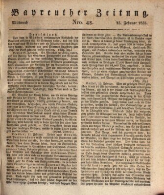 Bayreuther Zeitung Mittwoch 25. Februar 1835