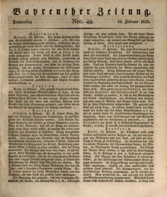 Bayreuther Zeitung Donnerstag 26. Februar 1835