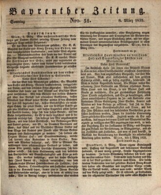 Bayreuther Zeitung Sonntag 8. März 1835