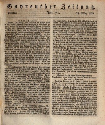 Bayreuther Zeitung Dienstag 24. März 1835