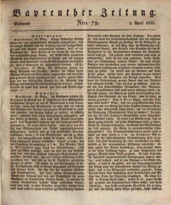 Bayreuther Zeitung Mittwoch 1. April 1835