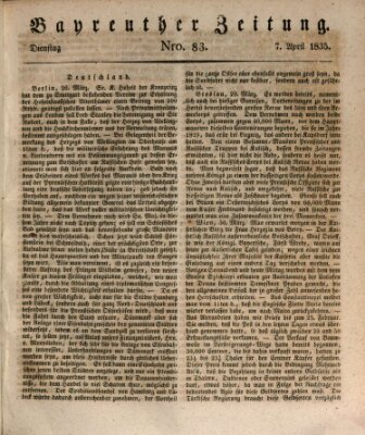 Bayreuther Zeitung Dienstag 7. April 1835