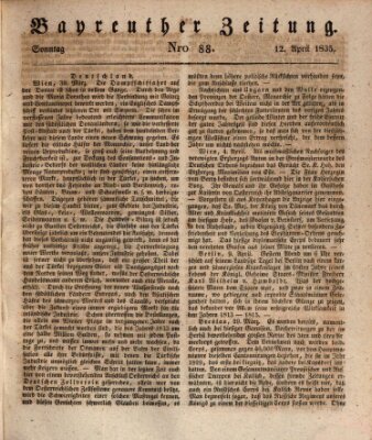 Bayreuther Zeitung Sonntag 12. April 1835