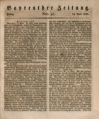 Bayreuther Zeitung Freitag 24. April 1835