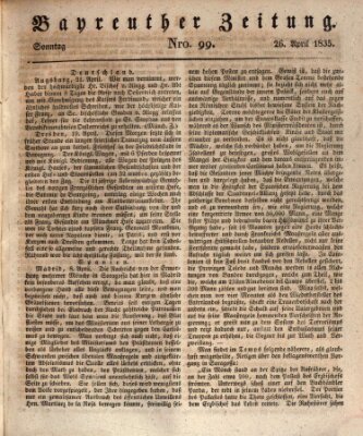 Bayreuther Zeitung Sonntag 26. April 1835