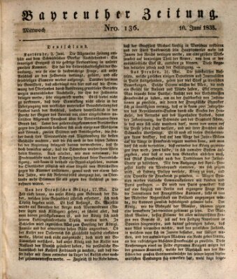 Bayreuther Zeitung Mittwoch 10. Juni 1835