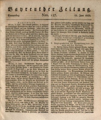 Bayreuther Zeitung Donnerstag 11. Juni 1835