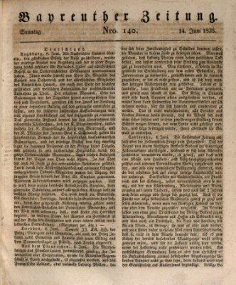 Bayreuther Zeitung Sonntag 14. Juni 1835