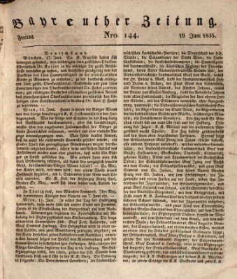 Bayreuther Zeitung Freitag 19. Juni 1835