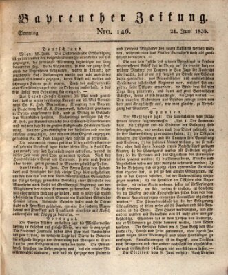 Bayreuther Zeitung Sonntag 21. Juni 1835