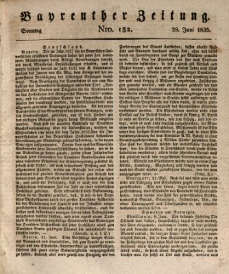 Bayreuther Zeitung Sonntag 28. Juni 1835