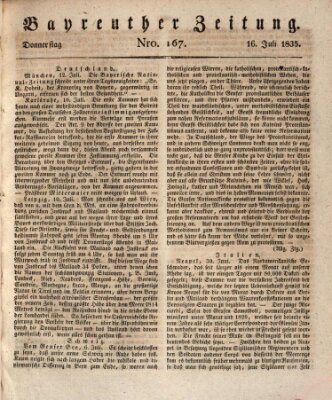 Bayreuther Zeitung Donnerstag 16. Juli 1835