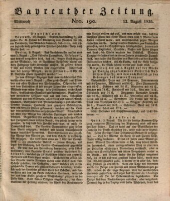 Bayreuther Zeitung Mittwoch 12. August 1835